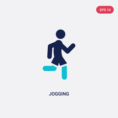 two color jogging vector icon from activities concept. isolated blue jogging vector sign symbol can be use for web, mobile and logo. eps 10