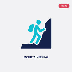 two color mountaineering vector icon from activities concept. isolated blue mountaineering vector sign symbol can be use for web, mobile and logo. eps 10