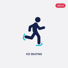Fototapeta na wymiar two color ice skating vector icon from activities concept. isolated blue ice skating vector sign symbol can be use for web, mobile and logo. eps 10
