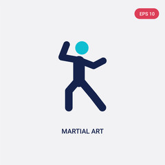 two color martial art vector icon from activities concept. isolated blue martial art vector sign symbol can be use for web, mobile and logo. eps 10