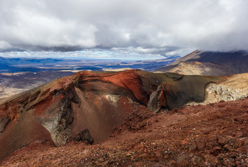panorama of a Red Crater on the top of Tongariro Volcano, Tongariro Crossing National Park - New Zealand © Martin