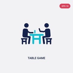 two color table game vector icon from outdoor activities concept. isolated blue table game vector sign symbol can be use for web, mobile and logo. eps 10
