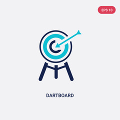 two color dartboard vector icon from outdoor activities concept. isolated blue dartboard vector sign symbol can be use for web, mobile and logo. eps 10