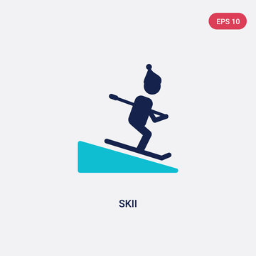 two color skii vector icon from outdoor activities concept. isolated blue skii vector sign symbol can be use for web, mobile and logo. eps 10
