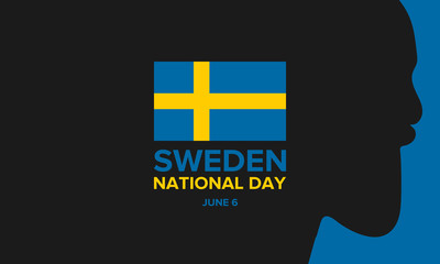 National Day of Sweden. Celebrated annually on June 6 in Sweden. Happy national holiday. Sweden flag. Swedish concept. Poster, card, banner and background