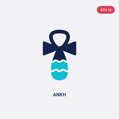 two color ankh vector icon from africa concept. isolated blue ankh vector sign symbol can be use for web, mobile and logo. eps 10
