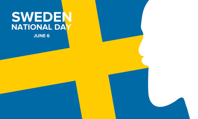 National Day of Sweden. Celebrated annually on June 6 in Sweden. Happy national holiday. Sweden flag. Swedish concept. Poster, card, banner and background