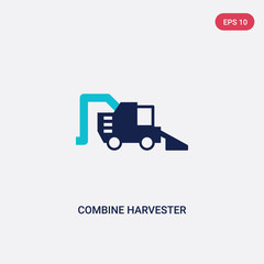 two color combine harvester vector icon from agriculture farming concept. isolated blue combine harvester vector sign symbol can be use for web, mobile and logo. eps 10
