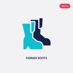 two color farmer boots vector icon from agriculture farming concept. isolated blue farmer boots vector sign symbol can be use for web, mobile and logo. eps 10