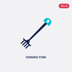 two color farming fork vector icon from agriculture farming concept. isolated blue farming fork vector sign symbol can be use for web, mobile and logo. eps 10