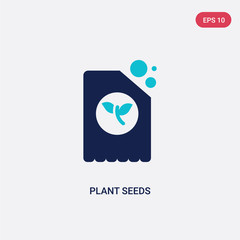 two color plant seeds vector icon from agriculture farming concept. isolated blue plant seeds vector sign symbol can be use for web, mobile and logo. eps 10