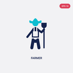 two color farmer vector icon from farming concept. isolated blue farmer vector sign symbol can be use for web, mobile and logo. eps 10