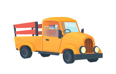 Obraz premium Old retro farm truck isolated on white. Illustration isolated on white. Vector cartoon style.