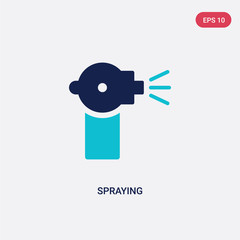 two color spraying vector icon from gardening concept. isolated blue spraying vector sign symbol can be use for web, mobile and logo. eps 10