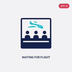 two color waiting for flight vector icon from airport terminal concept. isolated blue waiting for flight vector sign symbol can be use for web, mobile and logo. eps 10