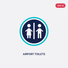 two color airport toilets vector icon from airport terminal concept. isolated blue airport toilets vector sign symbol can be use for web, mobile and logo. eps 10