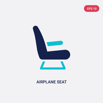two color airplane seat vector icon from airport terminal concept. isolated blue airplane seat vector sign symbol can be use for web, mobile and logo. eps 10