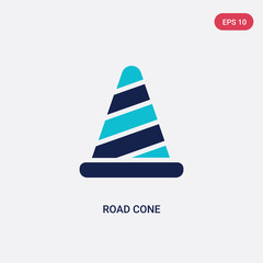 Fototapeta na wymiar two color road cone vector icon from airport terminal concept. isolated blue road cone vector sign symbol can be use for web, mobile and logo. eps 10