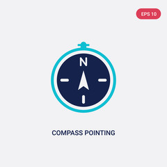 two color compass pointing north east vector icon from airport terminal concept. isolated blue compass pointing north east vector sign symbol can be use for web, mobile and logo. eps 10
