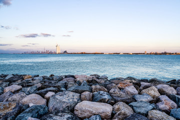 Fototapeta na wymiar Palm Jumeirah Area Overlooking Dubai Cityscape on Sunset