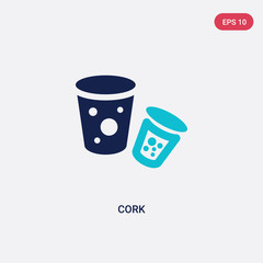 two color cork vector icon from alcohol concept. isolated blue cork vector sign symbol can be use for web, mobile and logo. eps 10