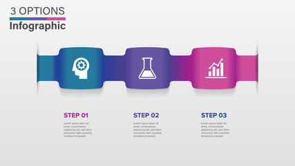 Three Infographic Elements Ribbons Arrows Isolated on White Background