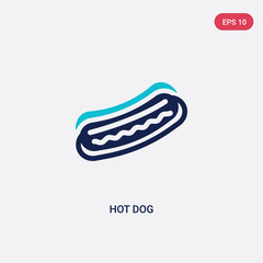 two color hot dog vector icon from american football concept. isolated blue hot dog vector sign symbol can be use for web, mobile and logo. eps 10