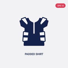 two color padded shirt vector icon from american football concept. isolated blue padded shirt vector sign symbol can be use for web, mobile and logo. eps 10