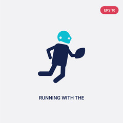 two color running with the ball vector icon from american football concept. isolated blue running with the ball vector sign symbol can be use for web, mobile and logo. eps 10