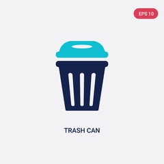 two color trash can vector icon from american football concept. isolated blue trash can vector sign symbol can be use for web, mobile and logo. eps 10