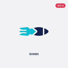 two color bombs vector icon from army concept. isolated blue bombs vector sign symbol can be use for web, mobile and logo. eps 10