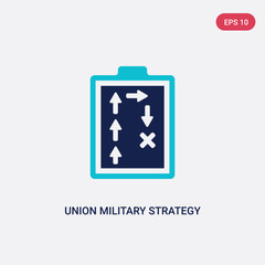 two color union military strategy vector icon from army concept. isolated blue union military strategy vector sign symbol can be use for web, mobile and logo. eps 10