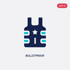 Obraz premium two color bulletproof vector icon from army and war concept. isolated blue bulletproof vector sign symbol can be use for web, mobile and logo. eps 10