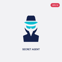 two color secret agent vector icon from army and war concept. isolated blue secret agent vector sign symbol can be use for web, mobile and logo. eps 10