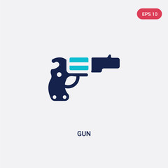 two color gun vector icon from army concept. isolated blue gun vector sign symbol can be use for web, mobile and logo. eps 10