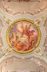 MENAGGIO, ITALY - MAY 8, 2015: The neobaroque fresco Last judgment in church chiesa di Santo Stefano by Luigi Tagliaferri (1841-1927).