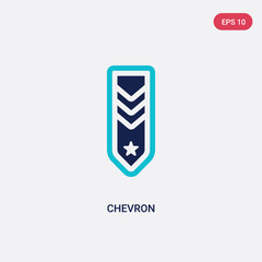 two color chevron vector icon from army concept. isolated blue chevron vector sign symbol can be use for web, mobile and logo. eps 10