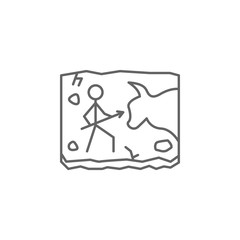 history, cave, painting, rock outline icon
