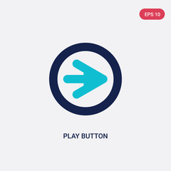 two color play button vector icon from arrows 2 concept. isolated blue play button vector sign symbol can be use for web, mobile and logo. eps 10
