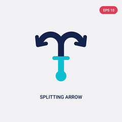 two color splitting arrow vector icon from arrows concept. isolated blue splitting arrow vector sign symbol can be use for web, mobile and logo. eps 10