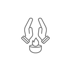 Diwali, hands, religion, fire icon. Element of Diwali icon. Thin line icon for website design and development, app development. Premium icon