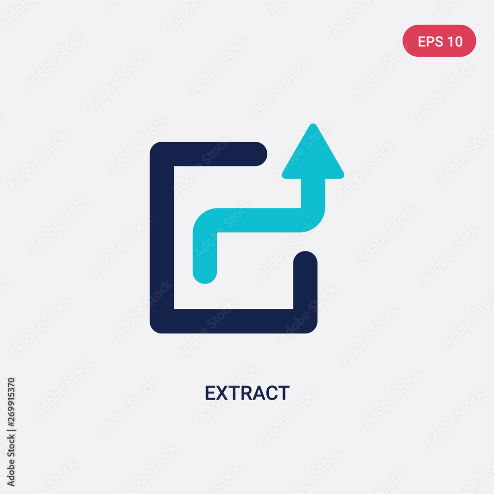 Poster two color extract vector icon from arrows concept. isolated blue extract vector sign symbol can be u