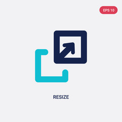two color resize vector icon from arrows concept. isolated blue resize vector sign symbol can be use for web, mobile and logo. eps 10