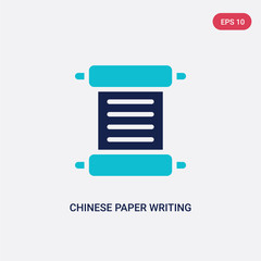 two color chinese paper writing vector icon from art concept. isolated blue chinese paper writing vector sign symbol can be use for web, mobile and logo. eps 10
