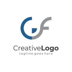 Circular Initial Letter G and F Business Logo Flat Vector Design