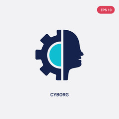 two color cyborg vector icon from artificial intellegence concept. isolated blue cyborg vector sign symbol can be use for web, mobile and logo. eps 10
