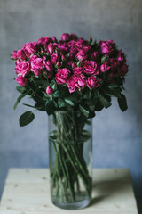 A bouquet of large pink roses close up