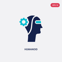 two color humanoid vector icon from artificial intellegence concept. isolated blue humanoid vector sign symbol can be use for web, mobile and logo. eps 10