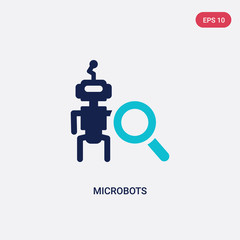 two color microbots vector icon from artificial intellegence concept. isolated blue microbots vector sign symbol can be use for web, mobile and logo. eps 10