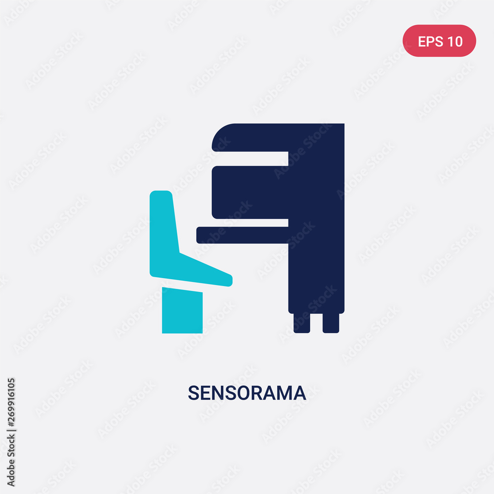 Poster two color sensorama vector icon from artificial intellegence concept. isolated blue sensorama vector